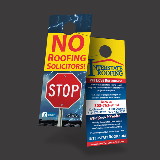 NO SOLICITORS - DOOR HANGERS - 4.25"x11" GLOSS | Interstate