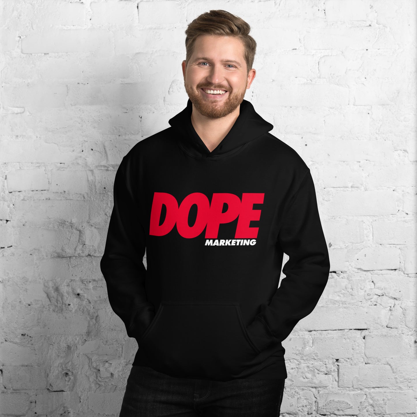 Unisex Hoodie-DOPE Design-Red/White Logo