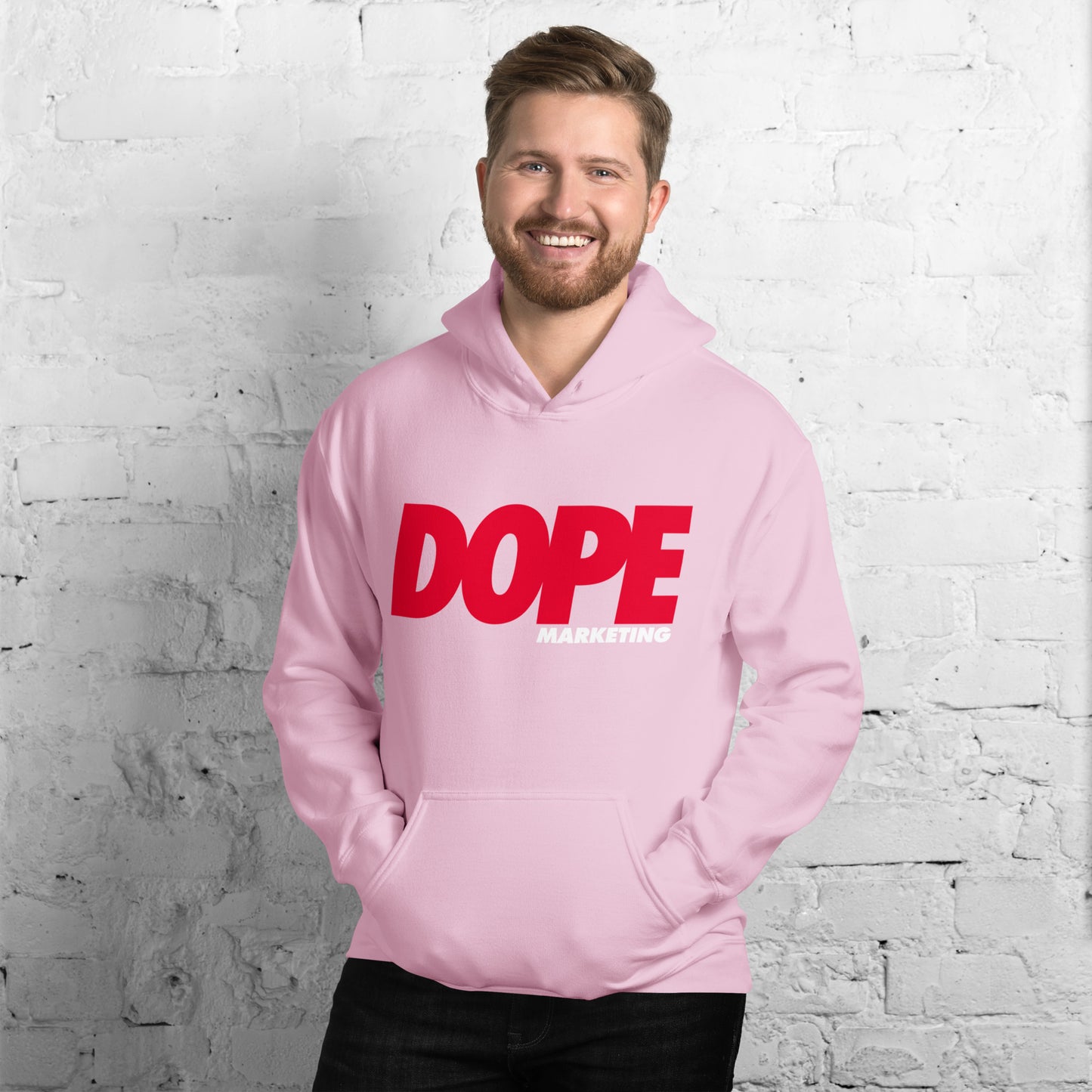 Unisex Hoodie-DOPE Design-Red/White Logo