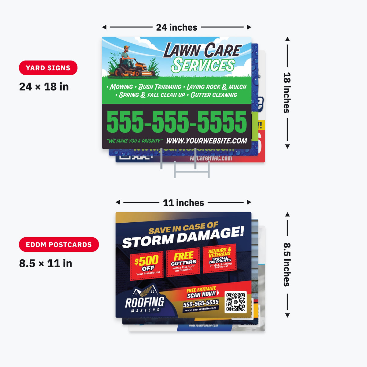 3 EDDM Postcard Routes + 100 Yard Signs