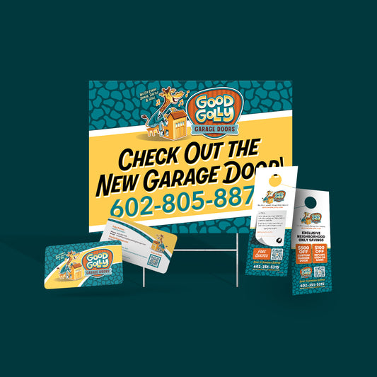 STARTER PACK BUNDLE DEAL | 10 Yard Signs, 500 Business Cards, 500 Door Hangers | Good Golly