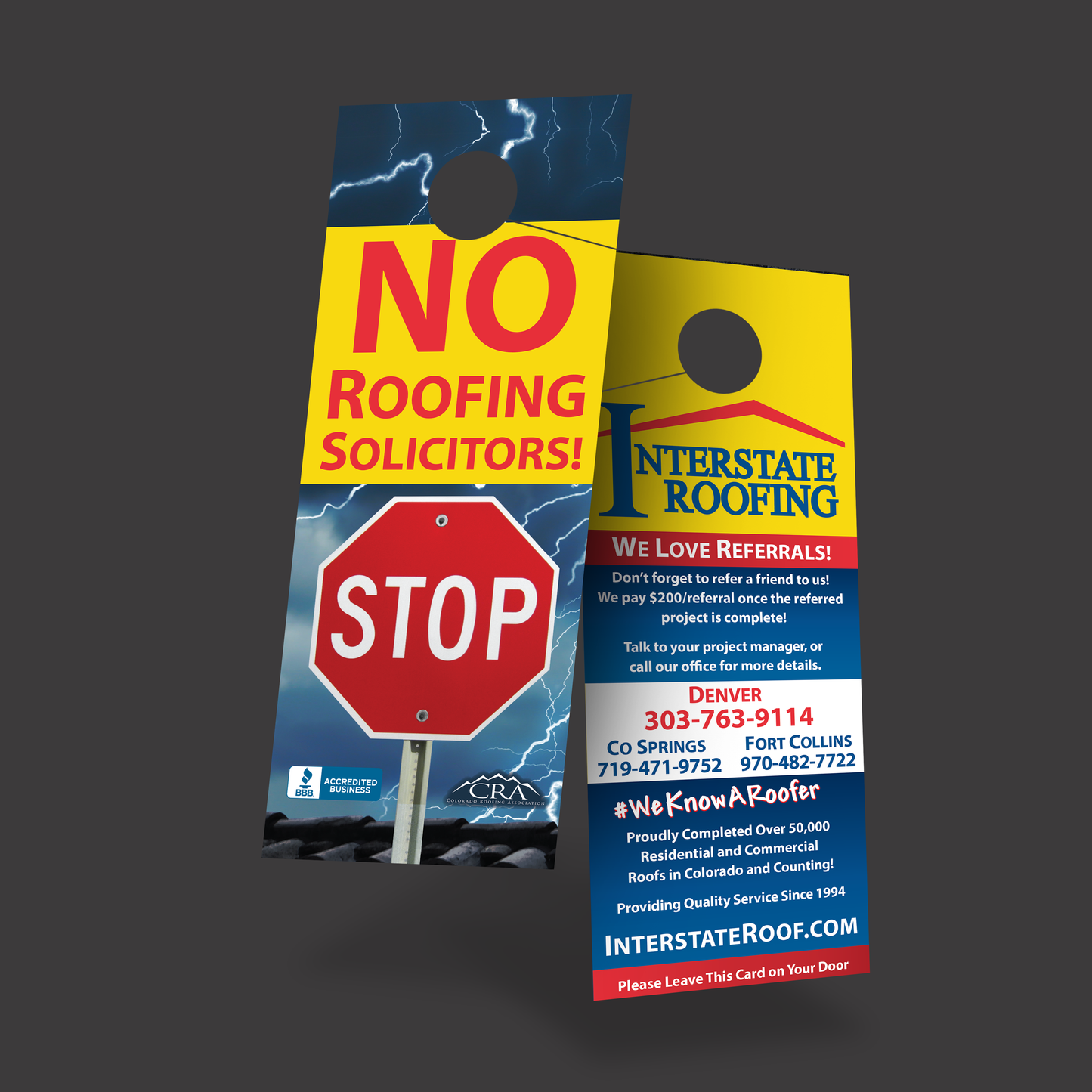 NO SOLICITORS  - DOOR HANGERS - 4.25"x11" GLOSS | Interstate