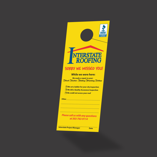 SORRY WE MISSED YOU - DOOR HANGERS - 4.25"x11" GLOSS | Interstate