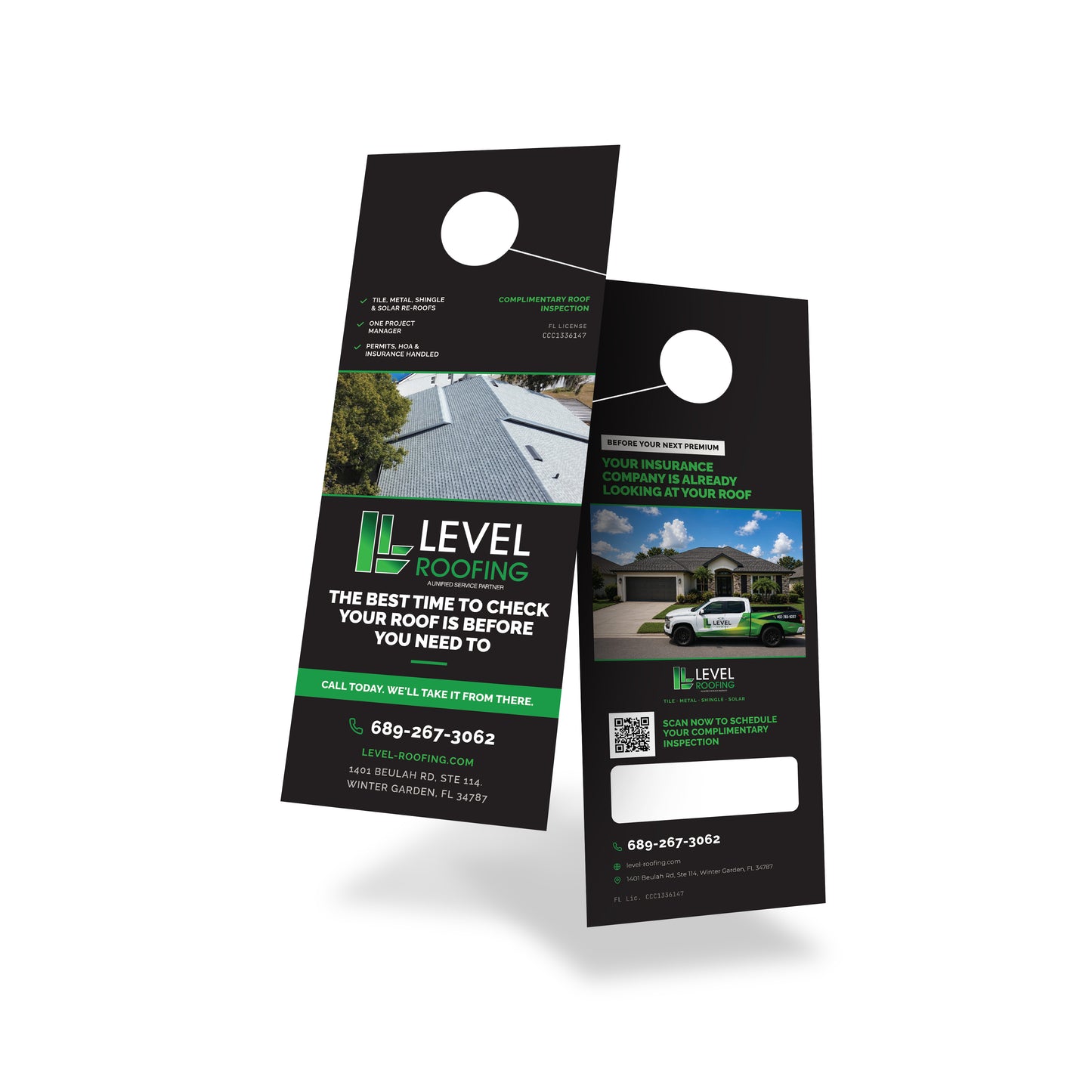 Door Hangers 4.25"x11" | Level Roofing