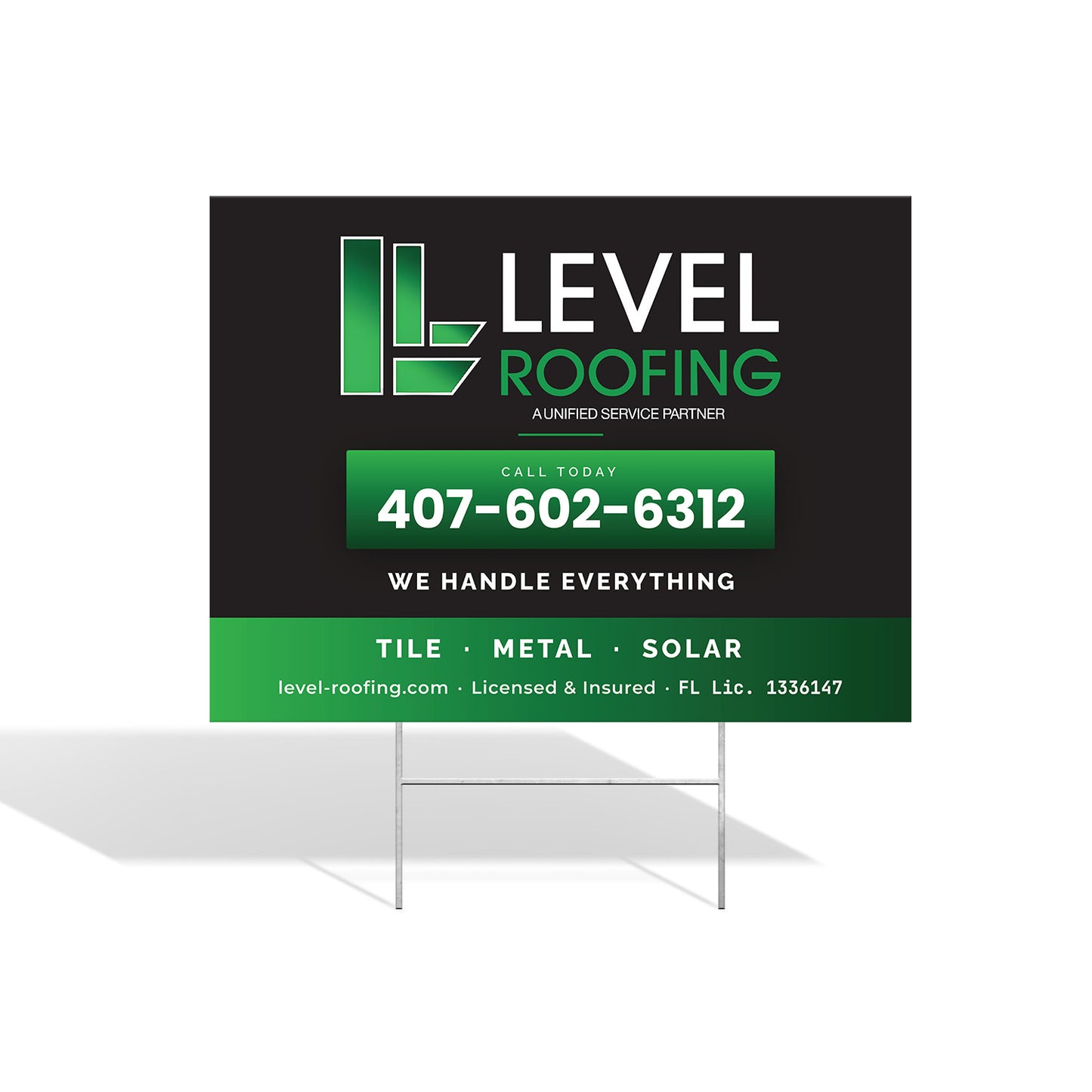 Double-Sided Yard Signs 24x18 Deal | Level Roofing