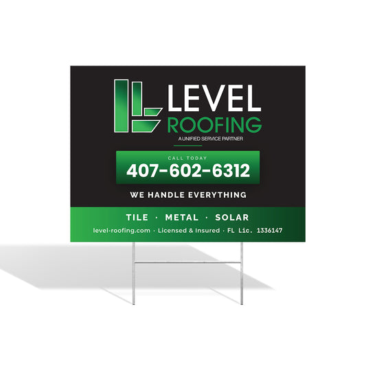 Double-Sided Yard Signs 24x18 Deal | Level Roofing